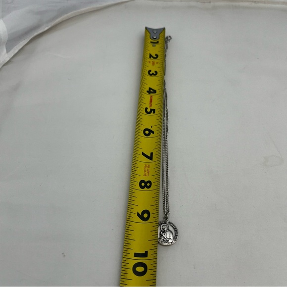 Jeweled Cross Stamped Sterling St Gerard Pray For Us Necklace - Picture 9 of 14